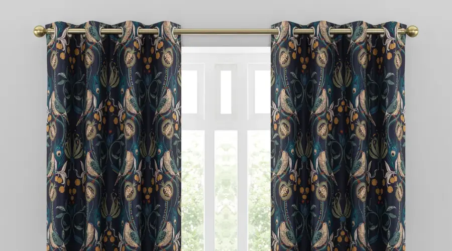These drapes have a pattern that is printed on a brushed woven fabric
