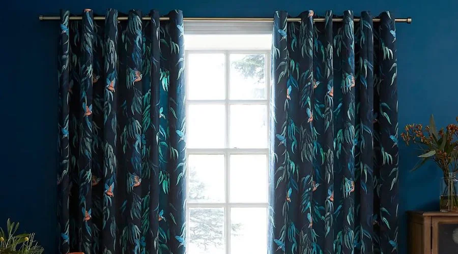 Kingfisher Peacock Eyelet Curtains