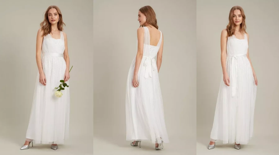 Long White Bridesmaid dress