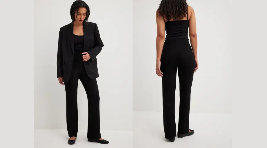 High-waisted ribbed trousers