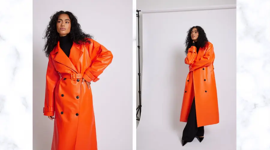 Double Breasted PU Oversized trench coat