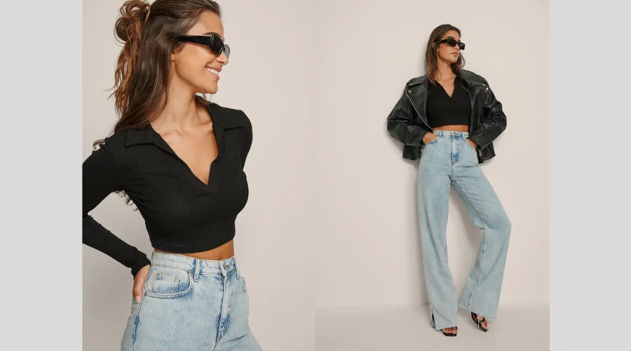 Crop top with collar detail