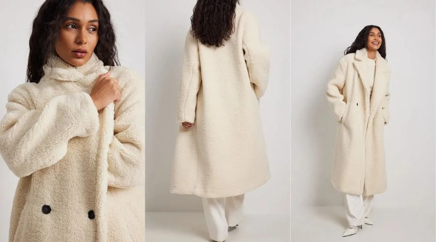Double breasted button teddy coat