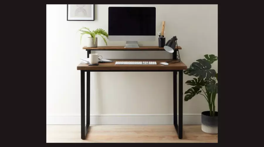 Freddie Rustic Wood Effect Step-Up Shelf Desk