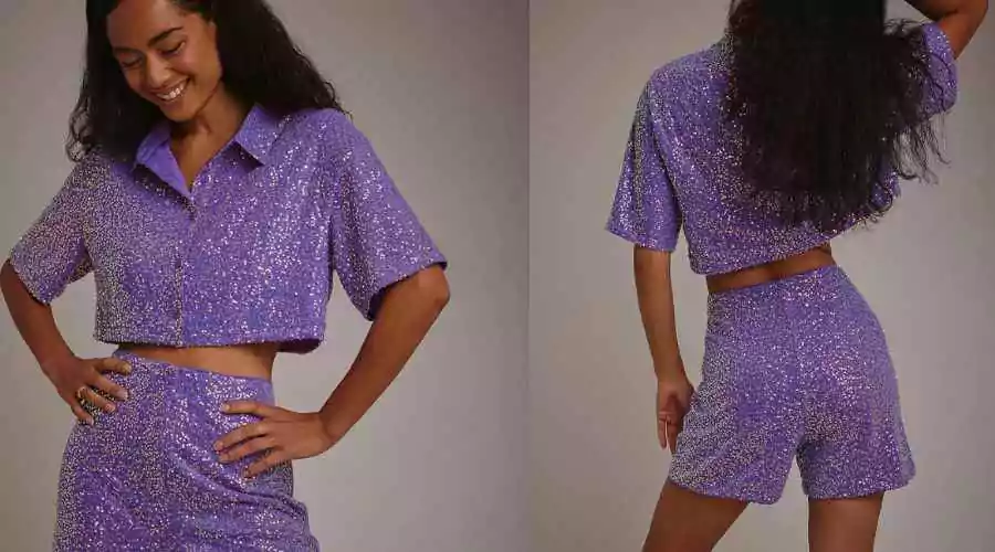 Cropped Boxy Sequin Shirt