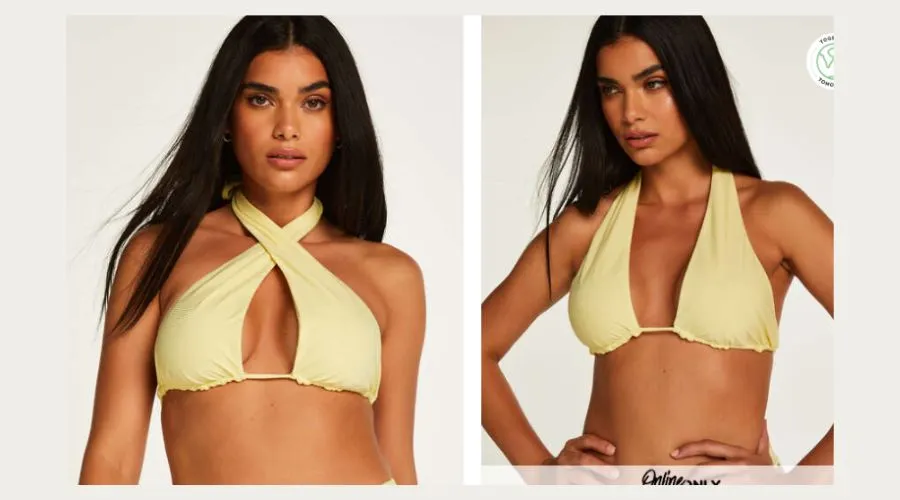 Texture multiway triangle bikini top - Yellow