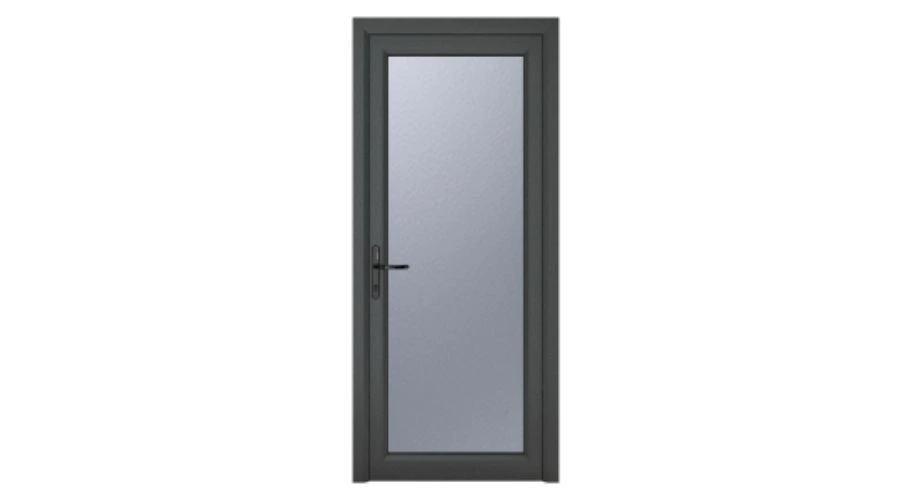 Crystal Single Door Full Glass Right Hand Grey 7016 External White Internal Obscure 890 x 2090 x 70mm 