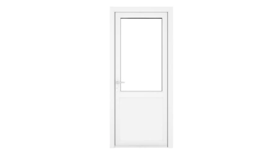 Crystal Single Door Half Glass Half Panel Right Hand White Clear 890 x 2090 x 70mm
