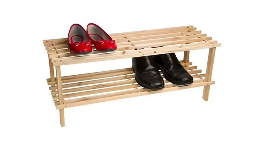 Wooden Two Tier Shoe Rack - Natural