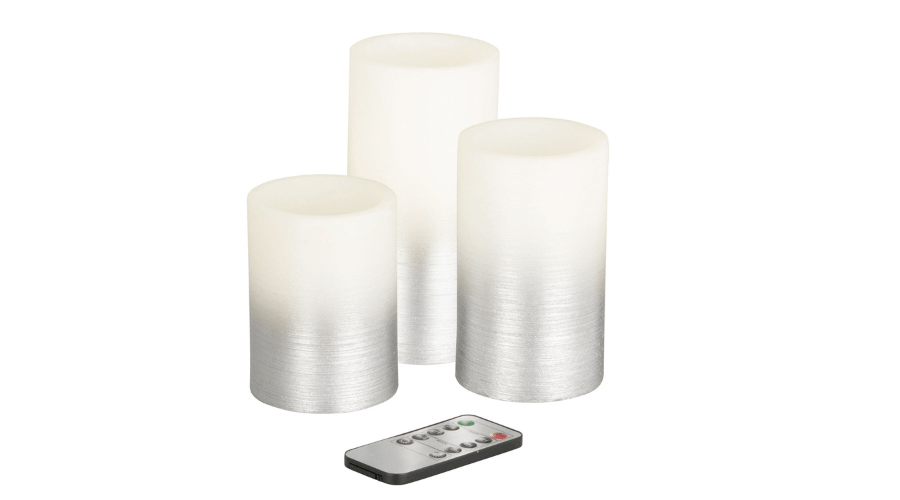 Pack of 3 Silver Ombre LED Candles