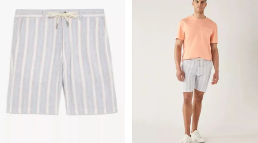 Linen rich half-elasticated waist shorts