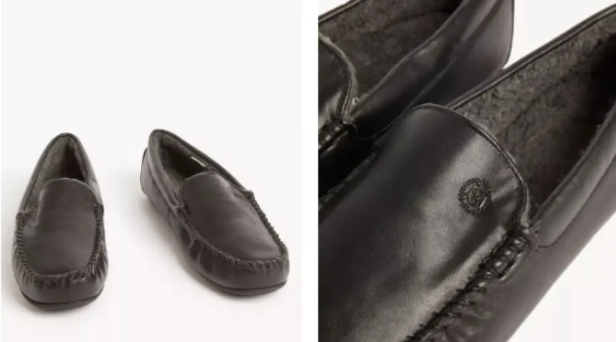 Moccasin Black Slippers For Men