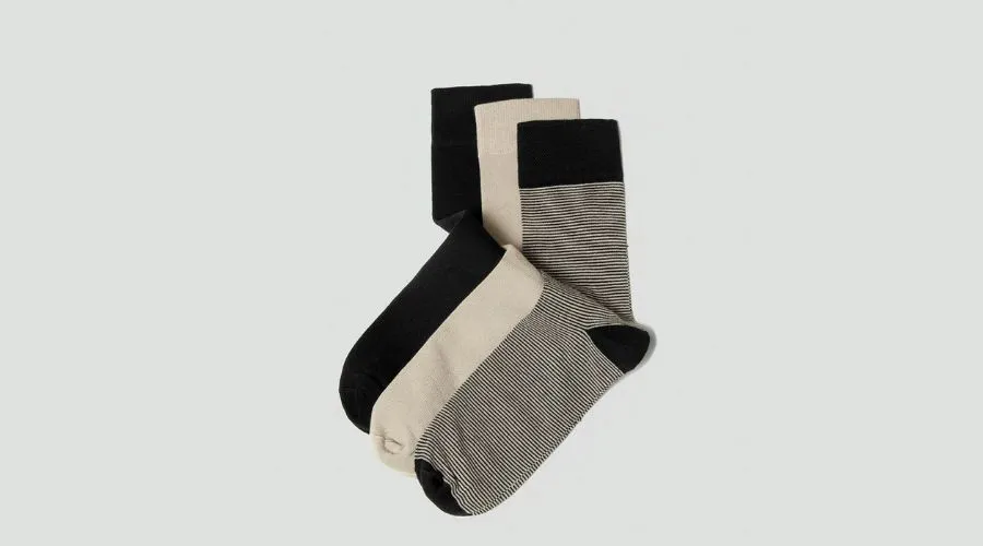 Black and Beige Three Pack of Men’s Socks