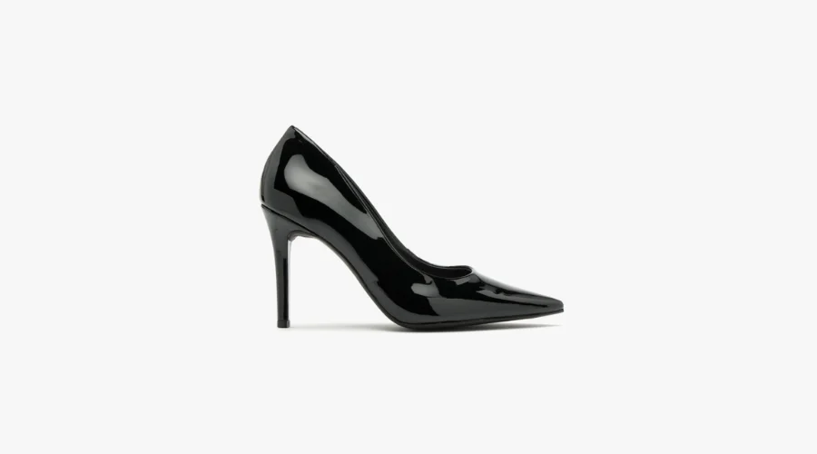 Black, Patent Pumps with a High Heel
