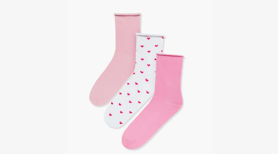 White And Pink Three-Pack Of Cotton Socks