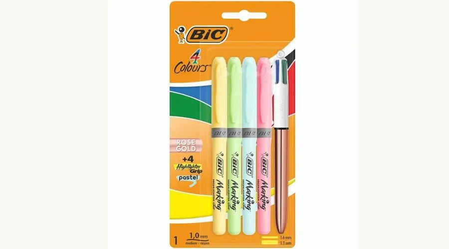 BIC Highlighter Grip Pastel Highlighters- Pack of 4