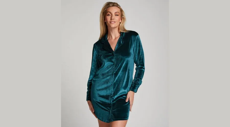 Shiny Velour Nightgown - Blue