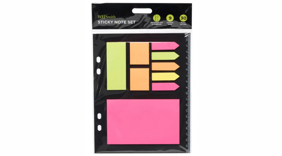 WHSmith Neon Sticky Notes Set