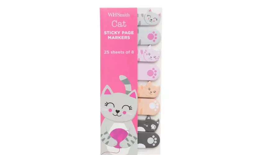 WHSmith Cat Page Marker Clear Sticky Notes 