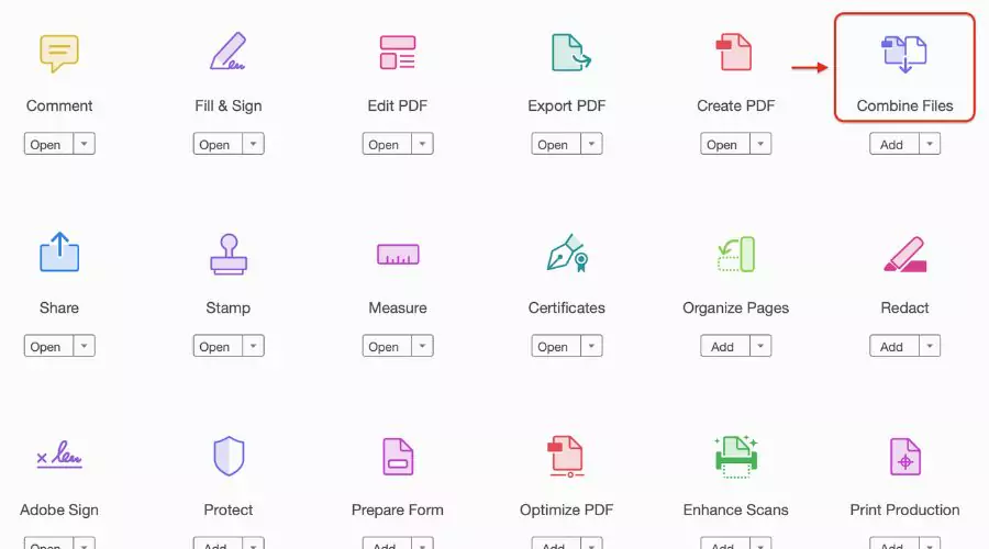 What is the Adobe Combine PDFs feature?