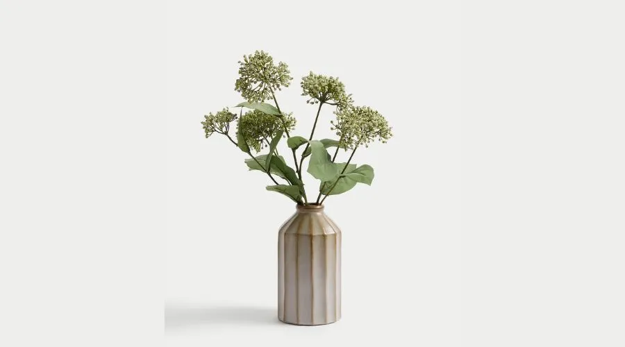 Moss & Sweetpea Artificial Cow Parsley In Ceramic Vase