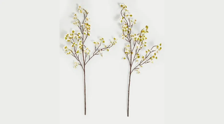 Moss & Sweetpea Set Of 2 Artificial Cherry Blossom Single Stems