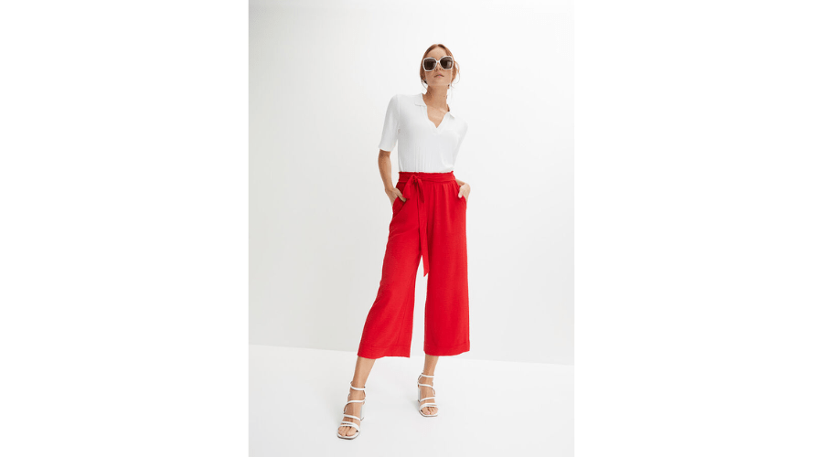 Culottes with Elastic Waist and Cuffed Legs | Findwyse
