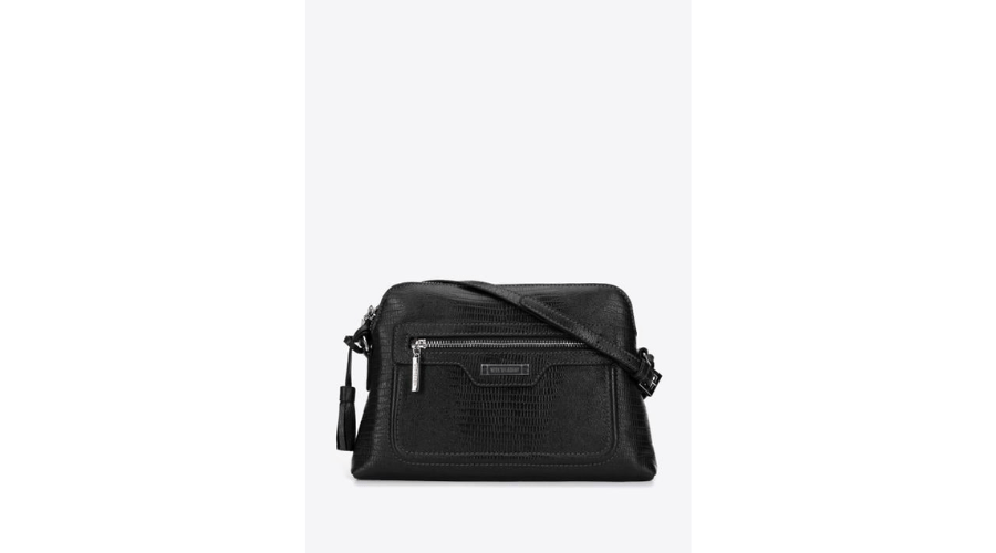 Leather bag with tassel, Black and Silver Colour | Findwyse
