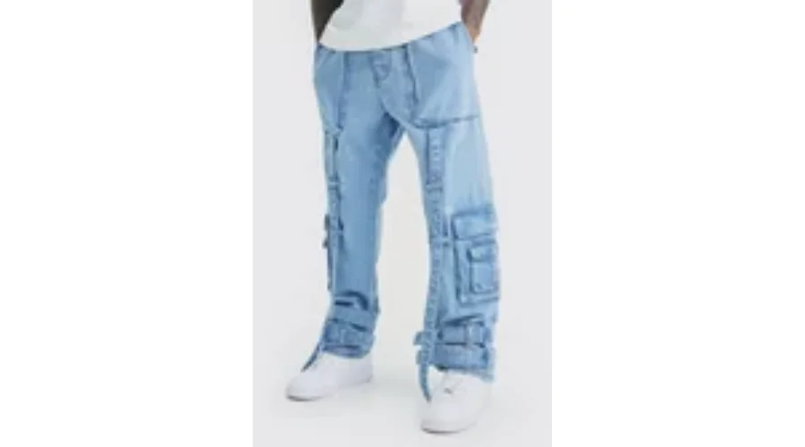 Relaxed Rigid Elastic Waist Cargo Jeans | Findwyse