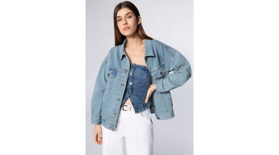 Women's Oversize Denim Jacket, Light Blue | Findwyse