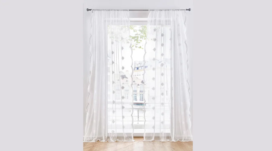 Curtain With Floral Embroidery (1 Pc)