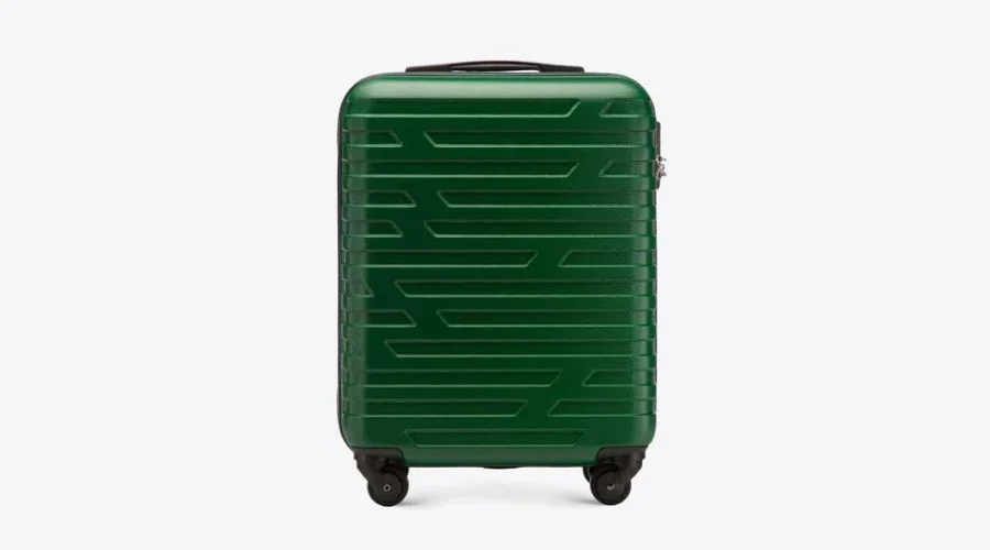 Green ABS Cabin Suitcase with a geometric pattern 