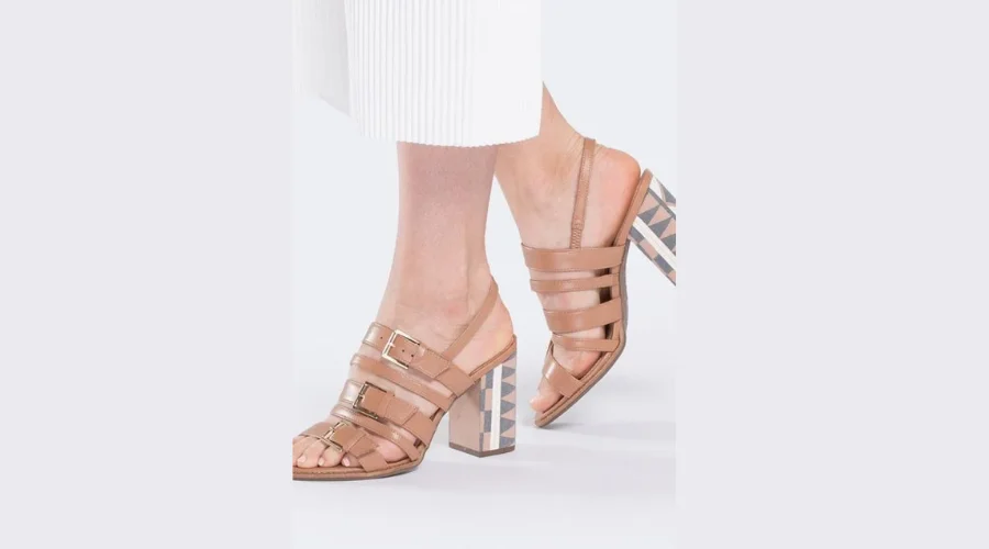 Leather Roman Shoes on an ethnic beige heel