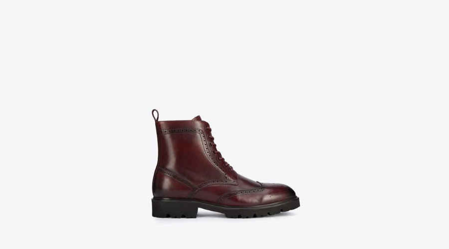 Men’s Burgundy Leather Boots with Holes