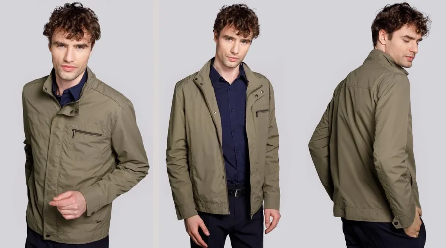 Men's Khaki Hidden Zipper Windbreaker Jacket