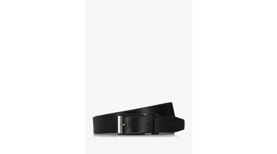 Men’s Leather Belt with a Two-color Buckle Black | Findwyse