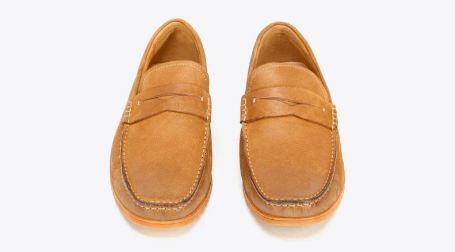 Men’s Nubuck Moccasins with a Flexible Sole, Brown