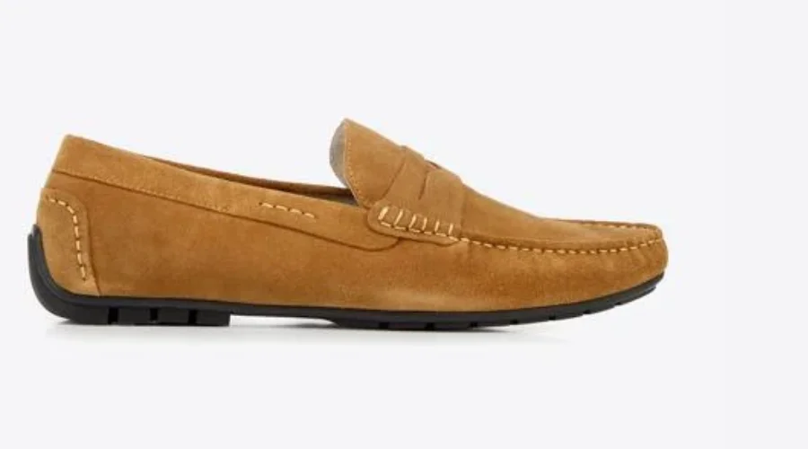 Men’s Penny Suede Moccasins with a Flexible Sole, Brown