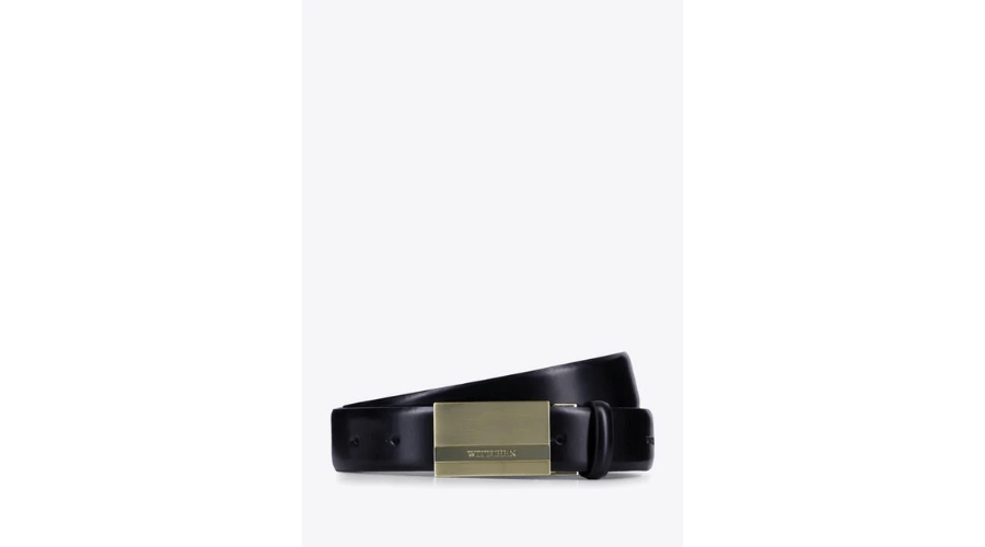 Men’s leather Belt with a Full Buckle and decorated black | Findwyse