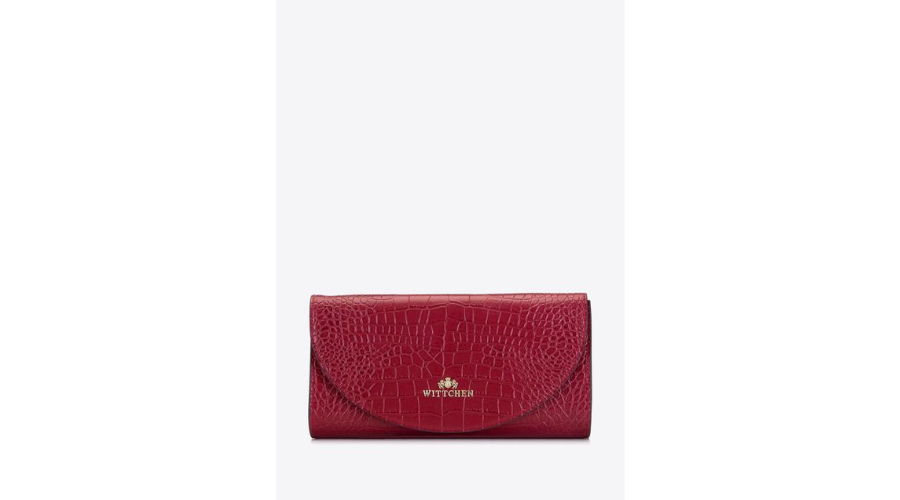 Minimalist red Croco leather clutch bag | Findwyse