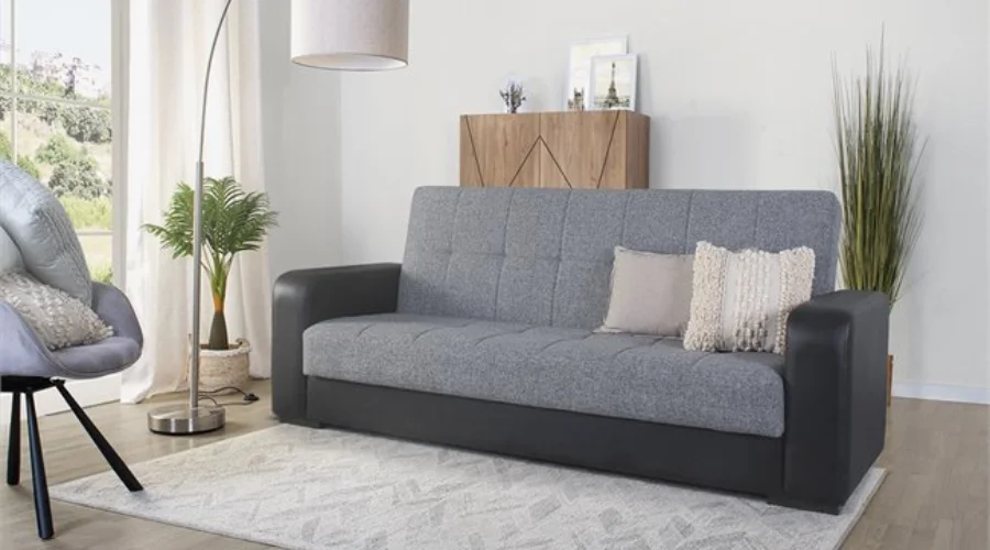 PRIMA grey and black sofa bed