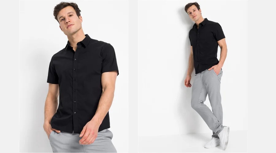 Short-Sleeved Shirt With Stretch, Slim Fit