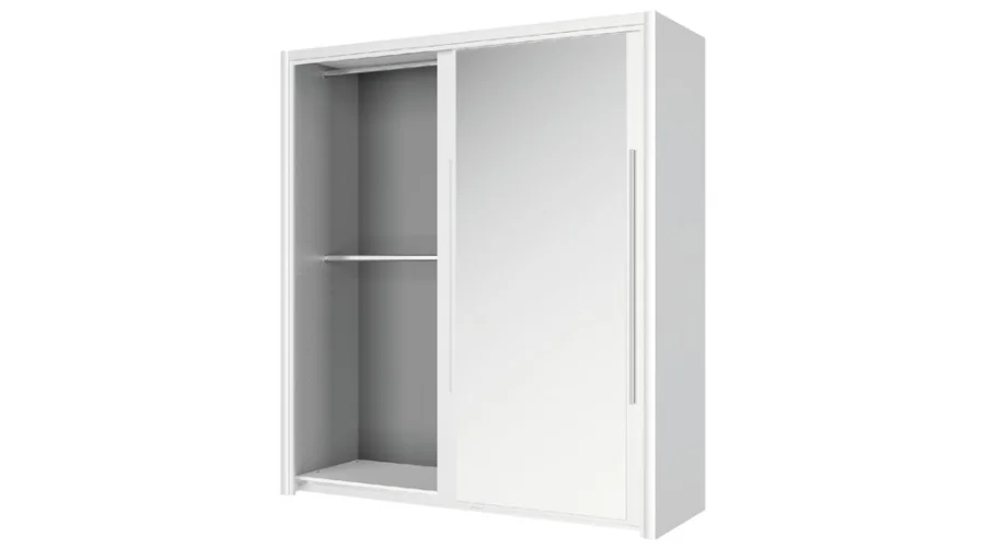 White-coloured Wardrobe with 2 sliding doors with mirror by CYRUS | Findwyse