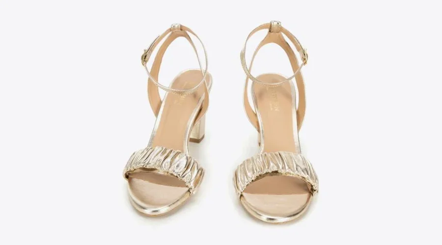 Women's Gold Wrinkled Leather Sandals