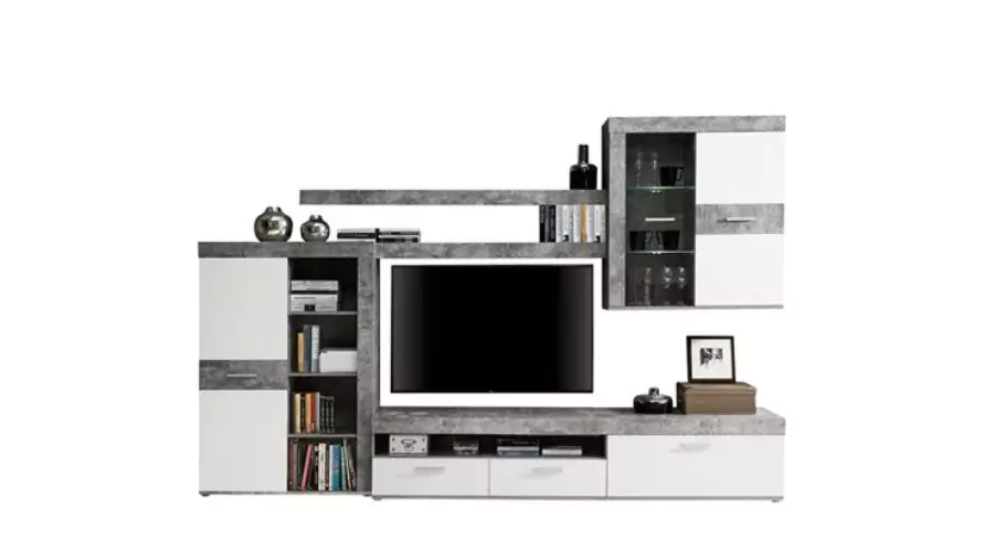AKRON White/Grey Living Room Furniture