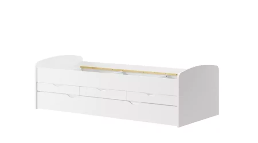 Trundle Bed with Slatted Base without Barrier White Chipboard 90x200cm