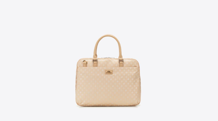 Monogram Jacquard 14” Women’s laptop bag in cream | Findwyse