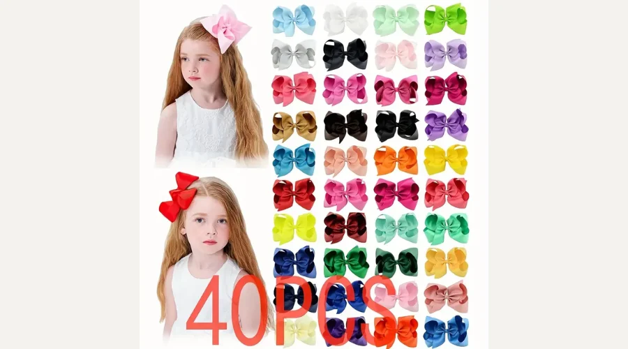 40-Pack Vibrant Butterfly Grosgrain Ribbon Hair Bows