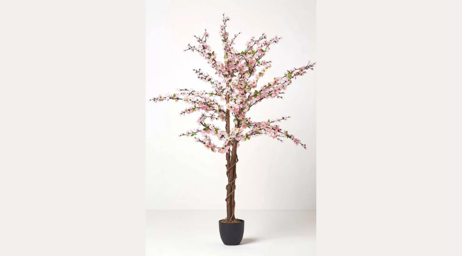 5-feet Homescapes Artificial Blossom Tree with Light Blossom Tree with Pink Silk Flowers | Findwyse