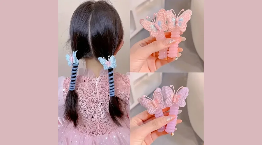 6pcs Butterfly Telephone Wire Hair Tie